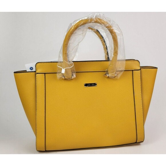 Chinllo Classy Top-Handle Bag Roomy Satchel Shoulder Bag Yellow Grain PU Leather - Picture 6 of 15